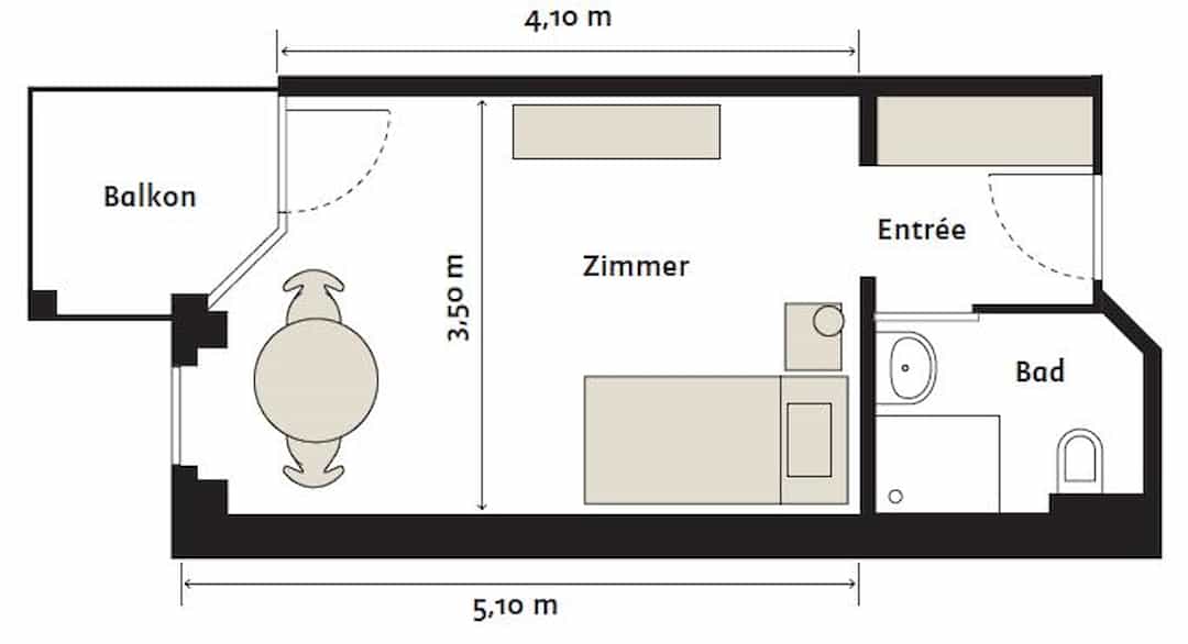 Einzelzimmer mit Balkon
